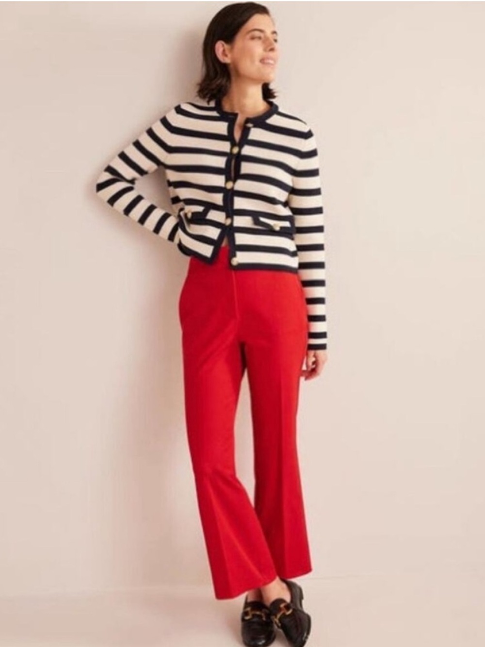 NWT BODEN Bi-Stretch Crop Flare Pants In Bold Red